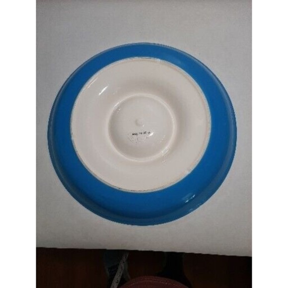 Teal/Cream Chip & Dip Serving Dishes-Plate With Bowl (G) - Picture 4 of 8